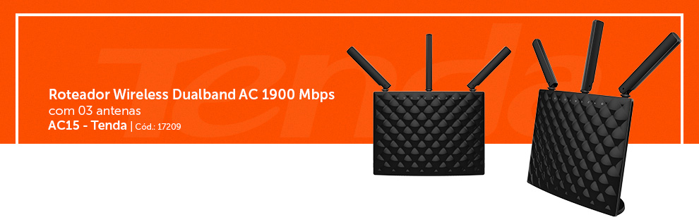 Roteador Inteligente Wireless Gigabit Dual-Band 1900mbps AC15 - Tenda Technology